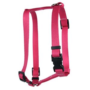 yellow dog design magenta simple solid roman style h dog harness, large-1" wide fits chest of 20 to 28"