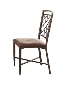 acme aldric side chair (set-2) - - fabric & antique