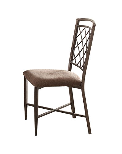 ACME Aldric Side Chair (Set-2) - - Fabric & Antique