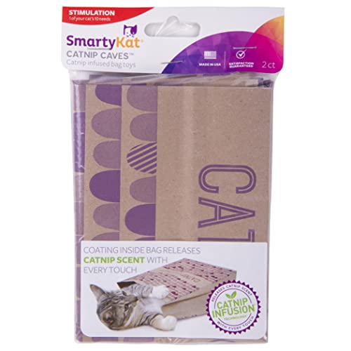 SmartyKat (2 Count Catnip Caves Catnip Infused Bag Cat Toys - Brown, 2 Count