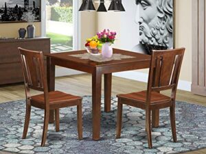 east west furniture oxdu3-mah-w dining, 3-piece sets
