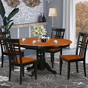 East West Furniture KELG5-BCH-W 5 Piece Dining Room Table Set Includes an Oval Wooden Table with Butterfly Leaf and 4 Kitchen Dining Chairs, 42x60 Inch, Black & Cherry