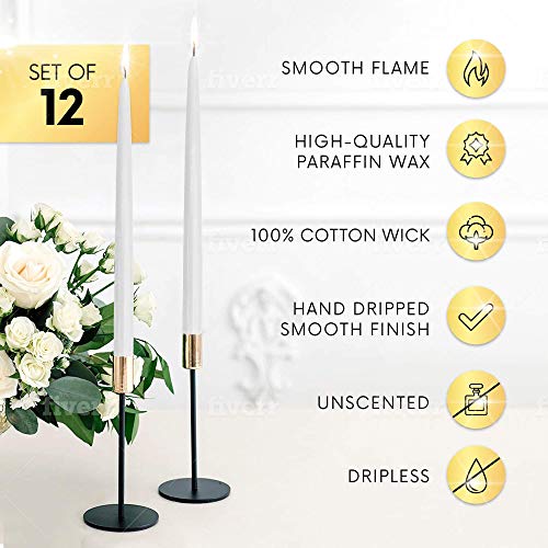 Higlow Gray Long Household Taper Candles 6.5 Long Burning Hours – Smokeless 8-inch Tall Burning Candles for Wedding, Holiday, Ceremonies and Home Decoration - Pack of 12 Dinner Dripless Candles (GREY)