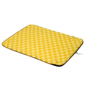 Fluffy Paws – Indoor Pet Bed Warmer Electric Heated Pad with Cover | Dual Temperature & UL-Certified Dog Bed Heated Warmer | Large Pet Bed Heater Measures 20.9 x 28.4 | Yellow Dot