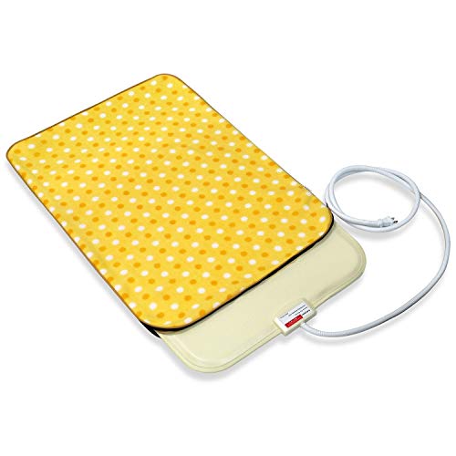 Fluffy Paws – Indoor Pet Bed Warmer Electric Heated Pad with Cover | Dual Temperature & UL-Certified Dog Bed Heated Warmer | Large Pet Bed Heater Measures 20.9 x 28.4 | Yellow Dot