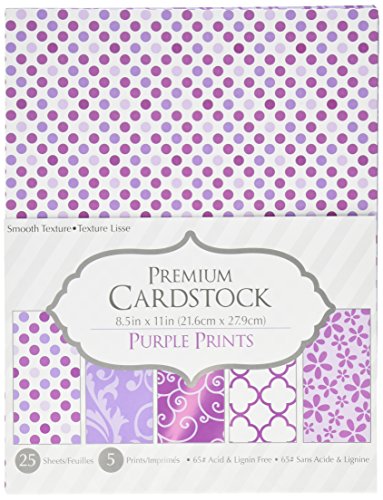 Darice Patterned, Purple 8.5 by 11 Cardstock Paper Pack, Prints, 8.5"x11" (25 Sheets)