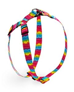 yellow dog design tie-dye step-in dog harness-size large-1" wide and fits chest circumference of 25 to 40"