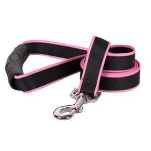 yellow dog design sterling stripes black light pink dog leash with comfort grip handle-large-1" 5' x 60"