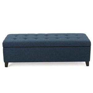 christopher knight home mission fabric storage ottoman, dark blue, 18.75 x 50.50 x 16.00 inches