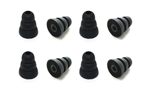 8 Pcs Large (L) Black Triple Flange Replacement Eartips Earbuds for Monster Beats Dr. Dre Tour, urBeats, Powerbeats and LG Tone