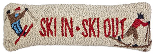 Chandler 4 Corners Artist-Designed Ski in Ski Out Hand-Hooked Wool Decorative Throw Pillow (8” x 24”) Ski Pillow for Couches & Beds - Easy Care & Low Maintenance Winter Pillow for Cabins & Lodges