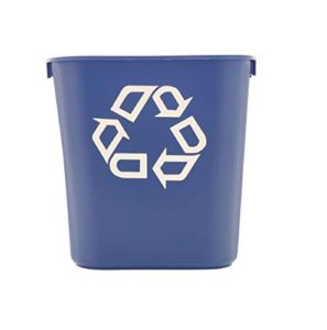 rubbermaid commercial small deskside recycling container, rectangular, plastic, 13 5/8 qt, blue - one recycling container. by rubbermaid commercial