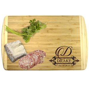 premium bamboo cutting board - custom engraved and monogrammed - personalized for home - 18 x 12