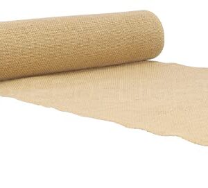 CleverDelights 14" Premium Burlap Roll - 10 Yards - No-Fray Finished Edges - Natural Jute Burlap Fabric