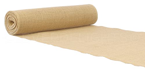 CleverDelights 14" Premium Burlap Roll - 10 Yards - No-Fray Finished Edges - Natural Jute Burlap Fabric