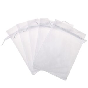 kupoo pack of 100pcs 6x8 inch organza drawstring gift bag pouch wrap for party/game/wedding (white)