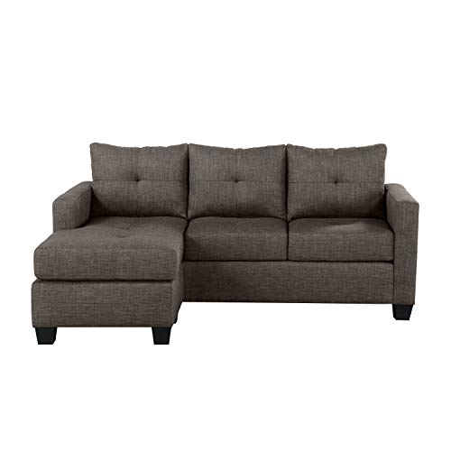 Homelegance Phelps 78" x 58" Fabric Reversible Chaise Sofa, Grayish Brown