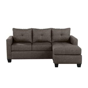 Homelegance Phelps 78" x 58" Fabric Reversible Chaise Sofa, Grayish Brown