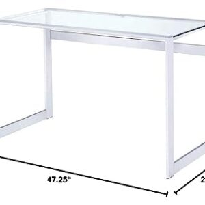 Coaster Home Furnishings Hartford Glass Top Writing Desk Chrome