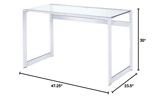 Coaster Home Furnishings Hartford Glass Top Writing Desk Chrome