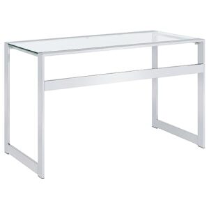 Coaster Home Furnishings Hartford Glass Top Writing Desk Chrome