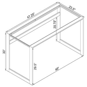 Coaster Home Furnishings Hartford Glass Top Writing Desk Chrome
