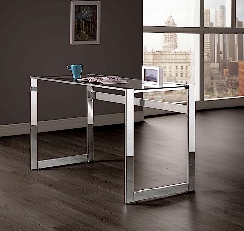 Coaster Home Furnishings Hartford Glass Top Writing Desk Chrome