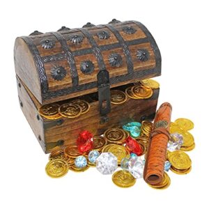 nautical cove wooden pirates treasure chest box pirate treasure map and gold coins/gems