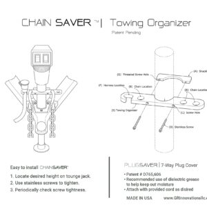 GR innovations llc Tongue Jack Trailer Towing Organizer | Plastic Chain Saver Kit