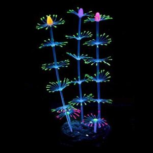 uniclife strip coral plant ornament glowing effect silicone artificial decoration for fish tank, aquarium landscape - green