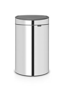 brabantia 10.6 gal kitchen touch trash can new (brilliant steel) removable lid, soft-touch open, garbage can + bags