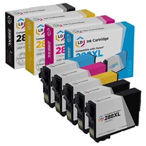 ld products remanufactured ink cartridge replacements for epson 288xl ink cartridges high yield for use in epson xp446 expression xp 440 xp330 xp340 xp430(2 black, 1 cyan, 1 magenta, 1 yellow, 5-pack)