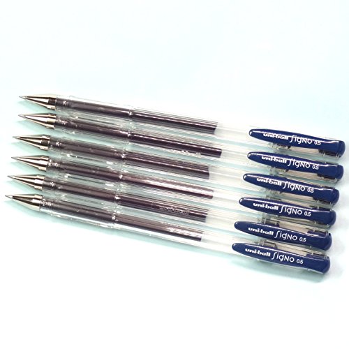 Uni-ball Signo Standard Gel Ink Ballpoint Pen UM-100 (UM100.64), Blue Black, 0.5mm, 6 pens per Pack (Japan Import) [Komainu-Dou Original Package]