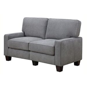 bowery hill modern loveseat sofa for small apartments, 2 seater couch for living room, tool-free assembly, light grey