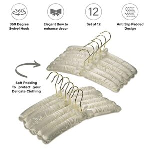 Florida Brands Padded Clothing Fabric Hangers for Women Clothing - Ivory, Set of 12 Premium Coat Hangers for Closet, Bride Hanger for Wedding Dress, Sweater Hangers