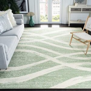 safavieh adirondack collection area rug - 8' x 10', sage & cream, modern wave distressed design, non-shedding & easy care, ideal for high traffic areas in living room, bedroom (adr125x)