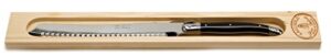 jean dubost bread knife with handle in wood box, black