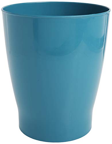 iDesign Round Plastic Waste Basket, The Franklin Collection – 7.7" x 7.7" x 9.1", Teal Blue