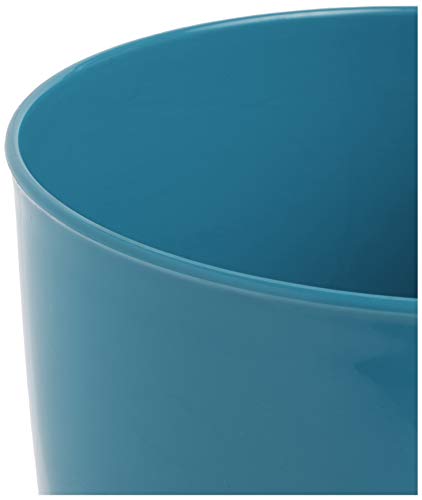 iDesign Round Plastic Waste Basket, The Franklin Collection – 7.7" x 7.7" x 9.1", Teal Blue