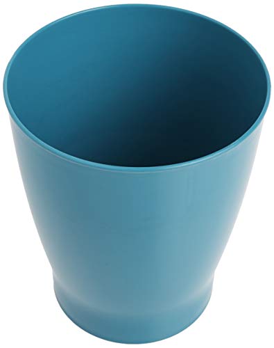 iDesign Round Plastic Waste Basket, The Franklin Collection – 7.7" x 7.7" x 9.1", Teal Blue