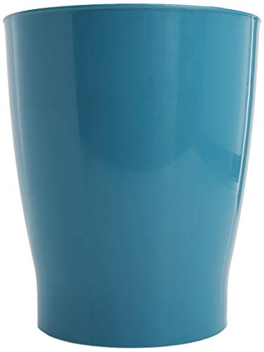 iDesign Round Plastic Waste Basket, The Franklin Collection – 7.7" x 7.7" x 9.1", Teal Blue