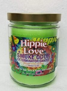 smoke odor exterminator 13oz jar candle, hippie love by smoke odor exterminator