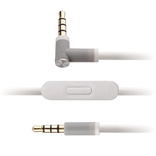REYTID Replacement White Audio Cable Compatible with Beats by Dr Dre Solo2 / Solo2 Wireless Headphones w/in-Line Remote & Mic - Compatible with iPhone & Android
