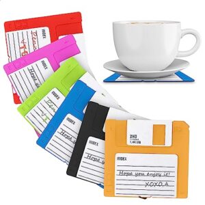 floppy disk coasters for coffee table - 6pcs floppy disks cute coaster table coasters for drinks absorbent table mat - funny coasters for drinks coffee table coasters cup coasters for table decor