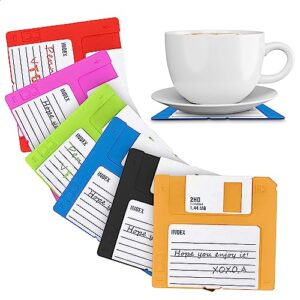 Floppy Disk Coasters for Coffee Table - 6Pcs Floppy Disks Cute Coaster Table Coasters for Drinks Absorbent Table Mat - Funny Coasters for Drinks Coffee Table Coasters Cup Coasters for Table Decor