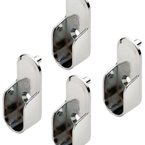 Home750-Oval Closet Rod End Supports w/Rear Facing 5mm Pins - 15mm x 30mm - Polished Chrome Finish - Set of 4
