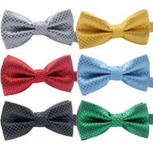 yoy handcrafted adorable pet bow ties - 6-pack adjustable neck tie 11.4"-18.5" polka dots bowties dog collar neckties kitty puppy grooming accessories for doggy cat, 6 colors