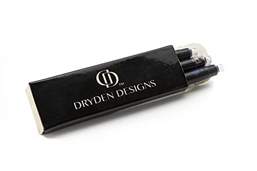 Dryden Designs Fountain Pen - Medium Nib 0.5mm | Includes 6 Ink Cartridges (3 Black, 3 Blue), Notebook Clips and Ink Refill Converter | - Silver.