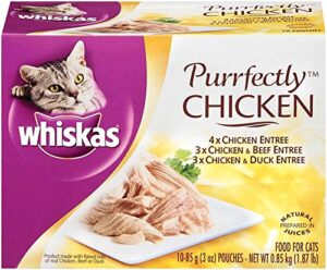 whiskas purrfectly best cats food chicken variety 3-pack (10-count) 3 ounces wet cat food favorites nutrition wellness feast gourmet