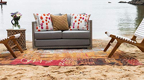 Unique Loom Outdoor Modern Collection Area Rug - Pine (5' 3" x 8' Rectangle, Multi/ Brown)